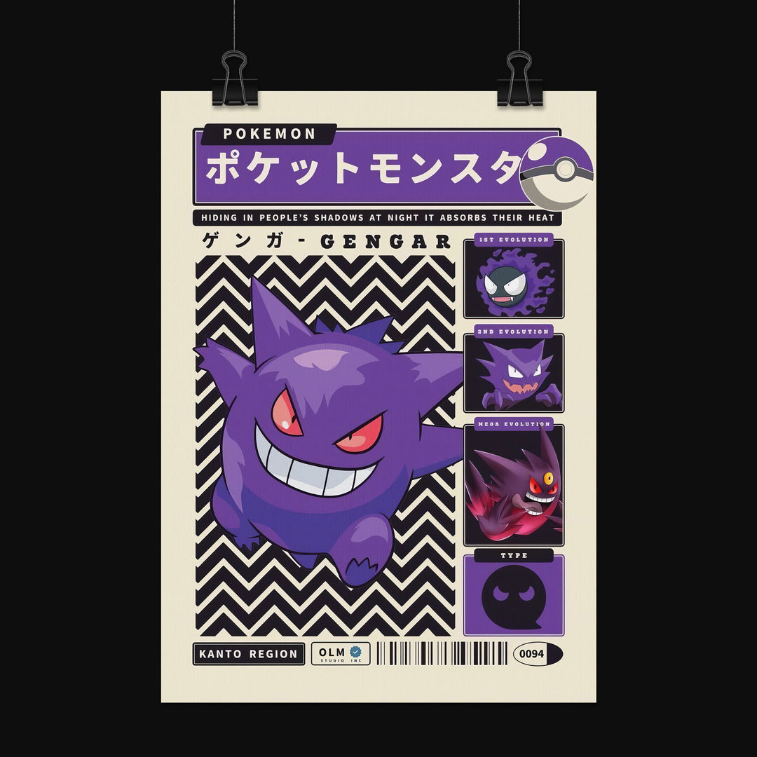 Pokemon - Gengar Static Poster